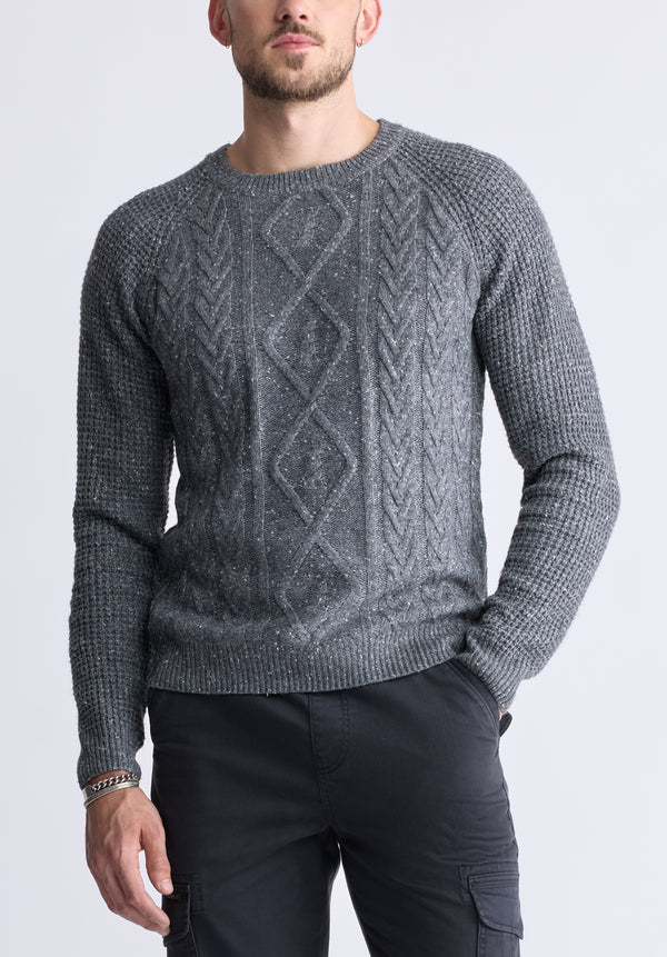 Chandail en maille torsadée Wallaby pour hommes, gris - BM24417