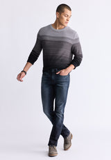 Buffalo David Bitton Waldy Men's Gradient Striped Knit Pullover, Charcoal - BM24419 Color CHARCOAL