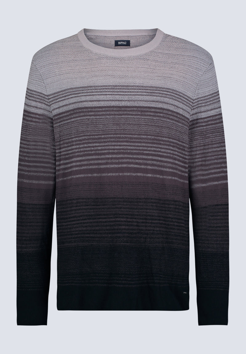 Waldy Men's Gradient Striped Knit Pullover, Charcoal - BM24419