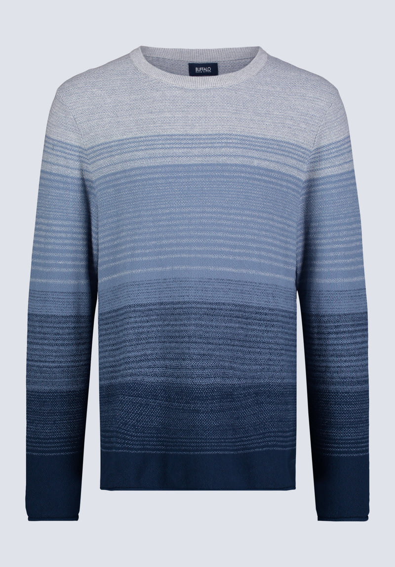 Waldy Men's Gradient Striped Knit Pullover, Mirage Blue - BM24419