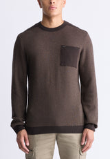 Buffalo David Bitton William Men's Striped Knit Pullover with Chest Pocket, Brown - BM24420 Color CHOCOLATE TORTE