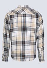 Saolo Men's Long-Sleeve Plaid Shirt, Tan - BM24425