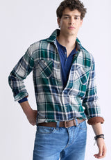 Buffalo David Bitton Saolo Men's Long-Sleeve Plaid Shirt, Forest Green - BM24425 Color RAIN FOREST