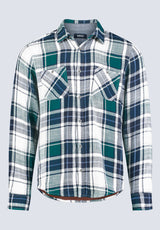 Saolo Men's Long-Sleeve Plaid Shirt, Forest Green - BM24425