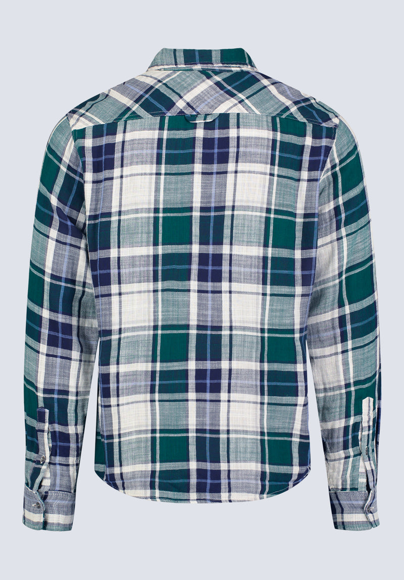 Chemise à carreaux à manches longues pour homme Saolo, vert forêt - BM24425