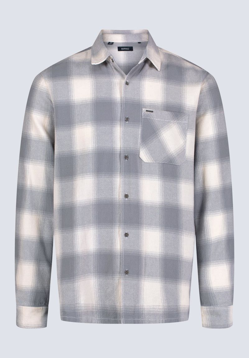 Sinclair Men's Long-Sleeve Plaid Shirt, Grey - BM24428