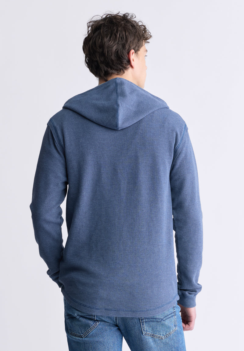 Buffalo David Bitton Kafom Men's Hooded Long-Sleeve Top, Midnight Blue - BM24433 Color MIDNIGHT BLUE