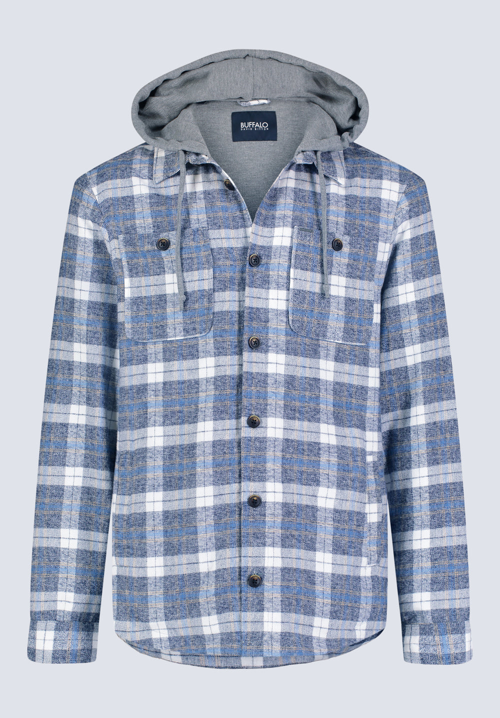 Jakeim Men s Plaid Hooded Shacket Grey Blue Buffalo Jeans CA