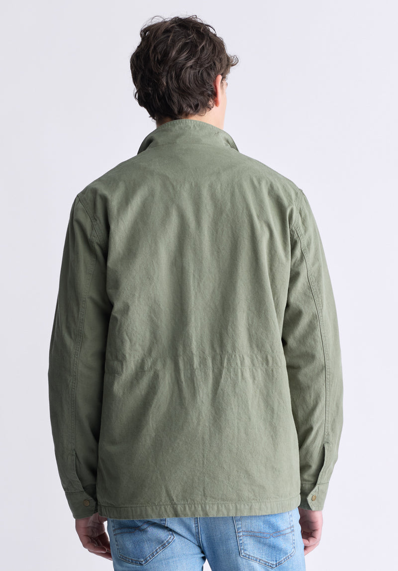 Buffalo David Bitton Jafom Men's Utility Jacket with Pockets, Army Green - BM24445 Color ARMY GREEN