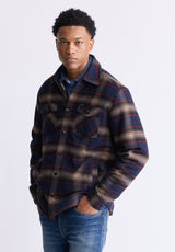 Buffalo David Bitton Jalika Men's Plaid Shacket with Sherpa Lining, Whale & Beige - BM24447 Color WHALE