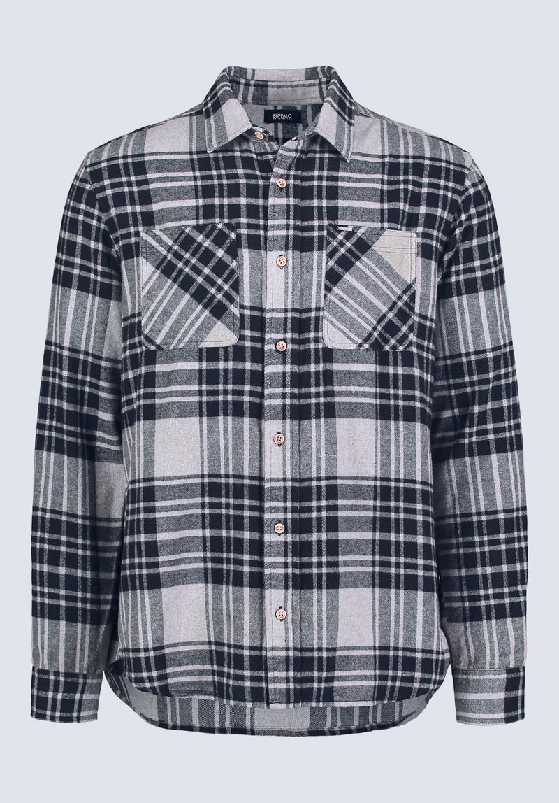 Sinato Men's Classic Plaid Shirt, Grey - BM24449