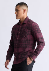 Sinato Men's Classic Plaid Shirt, Fico Red - BM24449