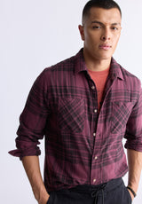 Sinato Men's Classic Plaid Shirt, Fico Red - BM24449