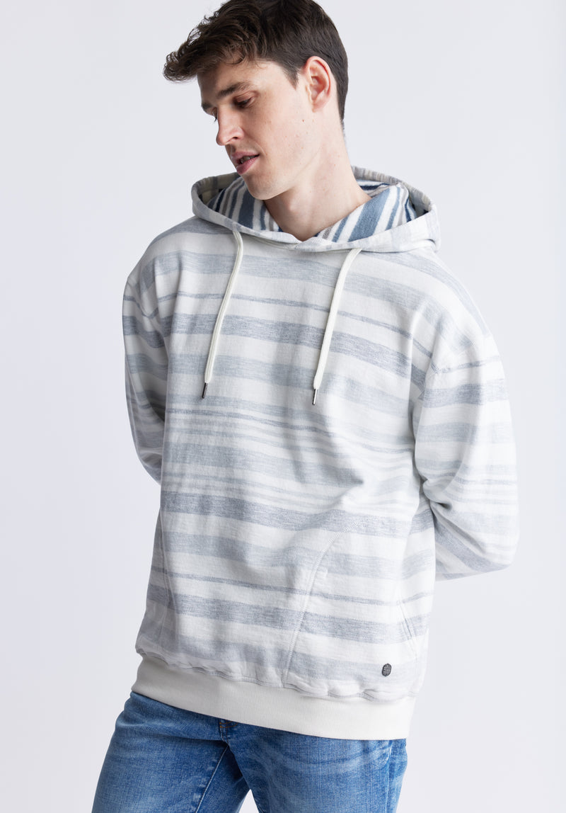 Blue and white striped hoodie sale