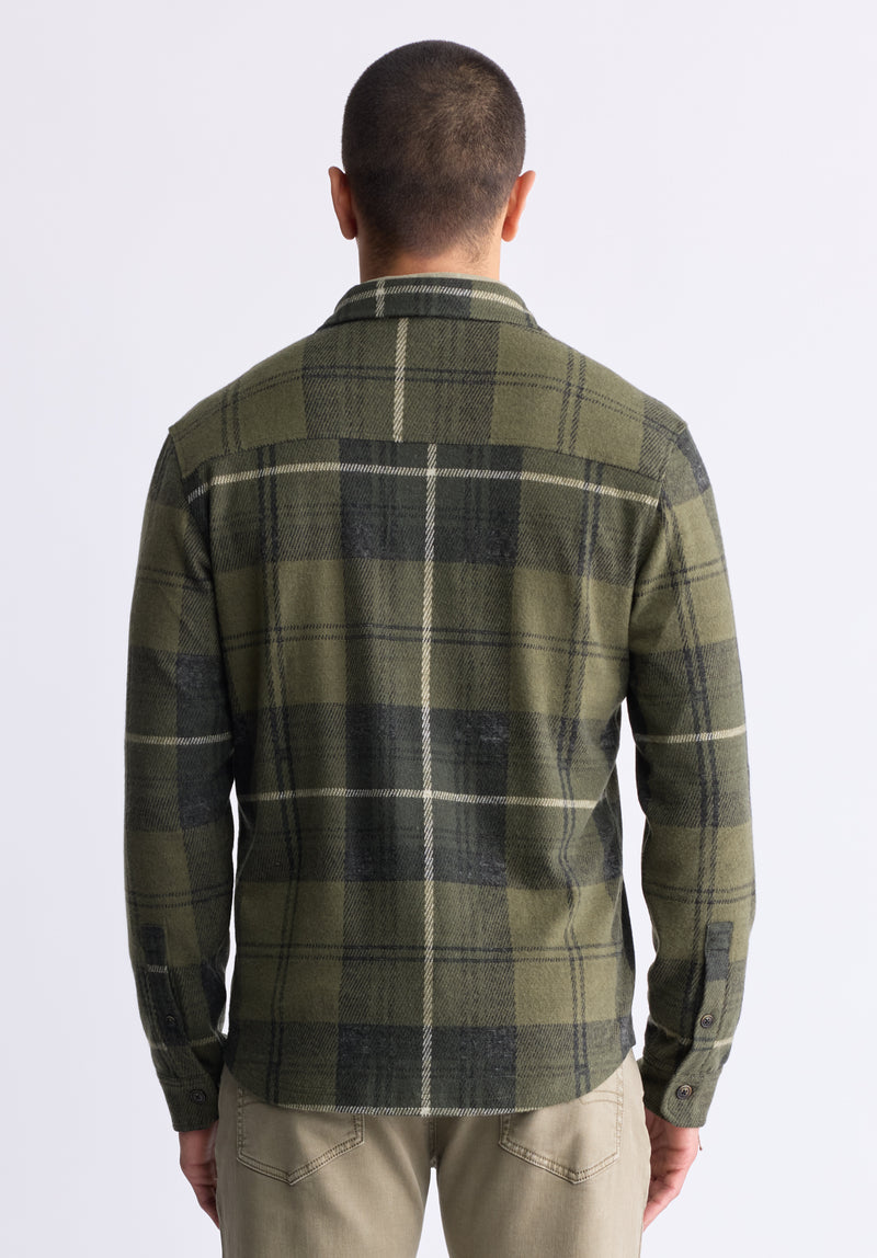 Buffalo David Bitton Samme Men's Plaid Blanket Shirt, Fern Green - BM24461 Color FERN