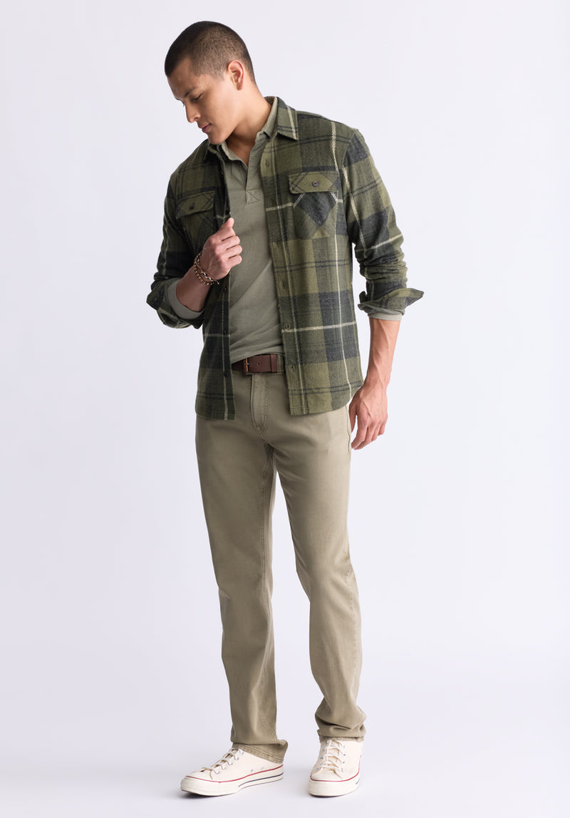 Buffalo David Bitton Samme Men's Plaid Blanket Shirt, Fern Green - BM24461 Color FERN