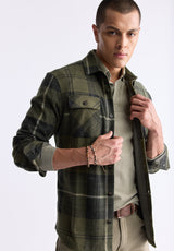 Buffalo David Bitton Samme Men's Plaid Blanket Shirt, Fern Green - BM24461 Color FERN