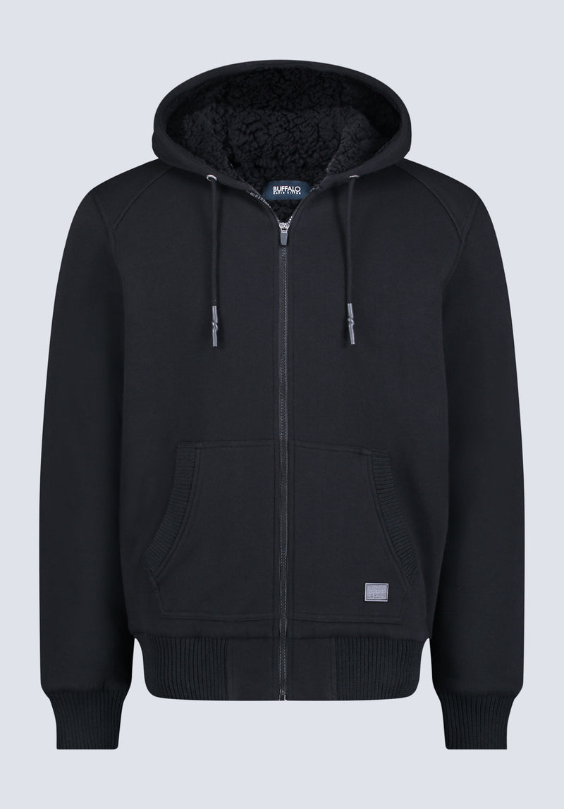 Veste à capuche zippée pour homme Fasox avec doublure en sherpa, noir - BM24463