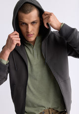 Buffalo David Bitton Fasox Men's Zip-Up Hooded Jacket with Sherpa Lining, Charcoal - BM24463 Color CHARCOAL