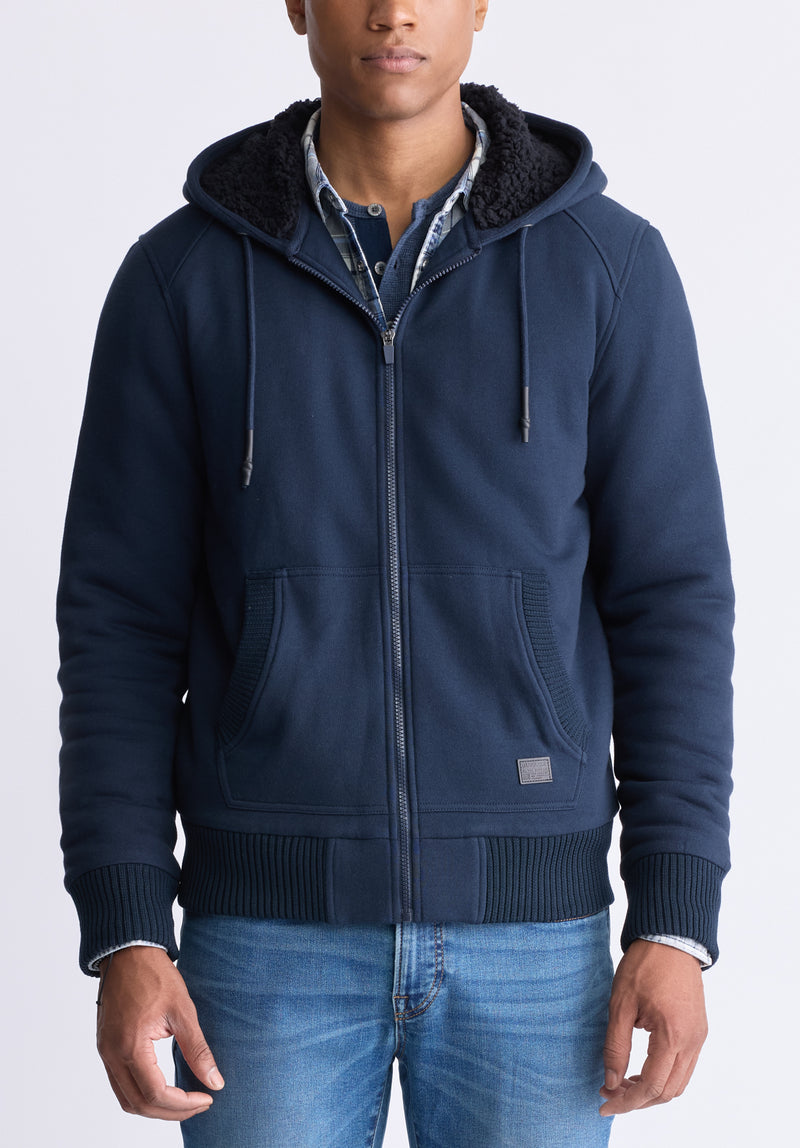 Buffalo Men s Fasox Zip Sherpa Hoodie Midnight Blue M