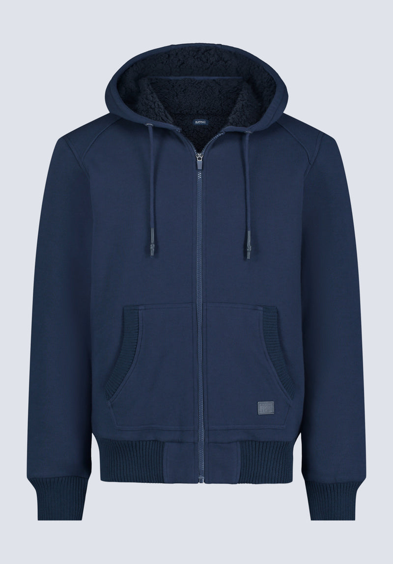 Veste à capuche zippée pour homme Fasox avec doublure en sherpa, de couleur bleu nuit - BM24463