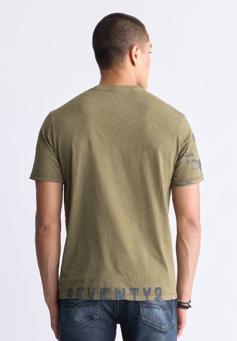 Buffalo David Bitton Tapia Men's Short-Sleeve Graphic T-Shirt, Burnt Olive - BM24470 Color BURNT OLIVE