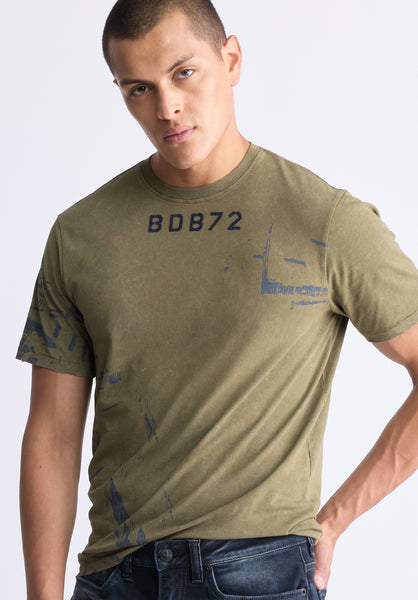 Buffalo David Bitton Tapia Men's Short-Sleeve Graphic T-Shirt, Burnt Olive - BM24470 Color BURNT OLIVE