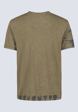 T-shirt imprimé à manches courtes Tapia pour hommes, olive brûlée - BM24470