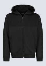 Walmick Men's Full-Zip Knit Hoodie with Sherpa Lining, Black - BM24477