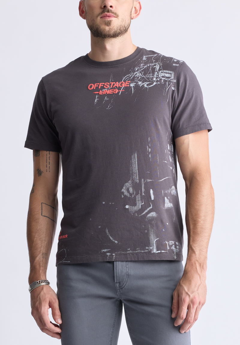 T-shirt à col rond avec imprimé Toledo pour hommes, gris - BM24480