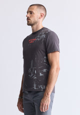 T-shirt à col rond avec imprimé Toledo pour hommes, gris - BM24480