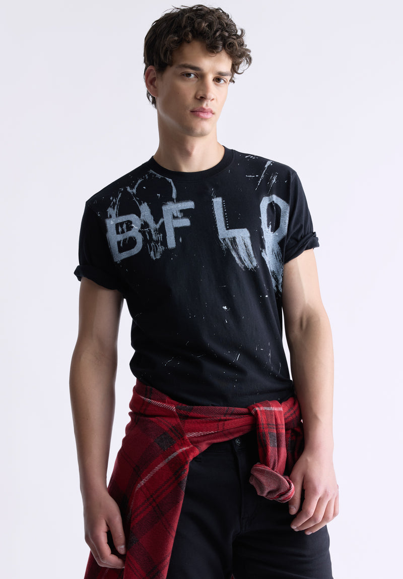 Buffalo David Bitton Tucson Men's Short-Sleeve Graphic T-Shirt, Black - BM24484 Color BLACK