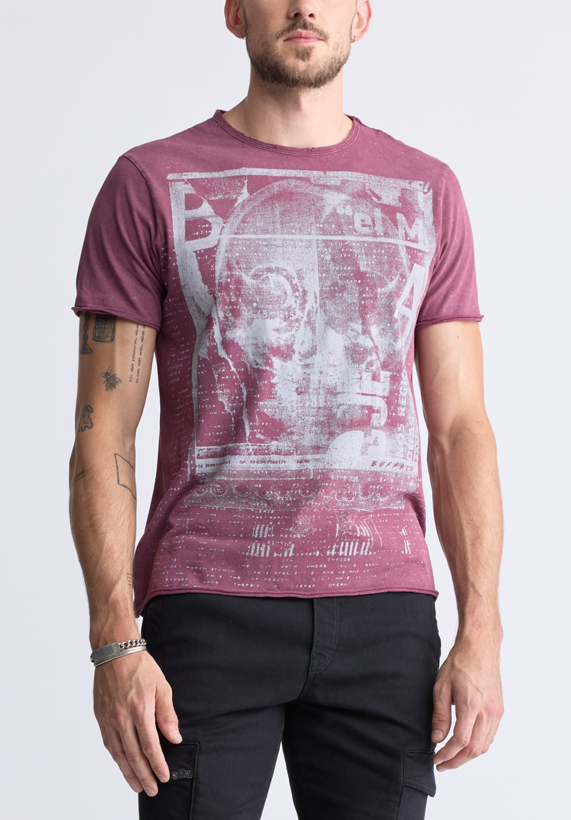 T-shirt à manches courtes avec imprimé Tusha pour hommes, violet - BM24485