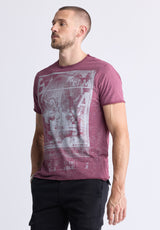 T-shirt à manches courtes avec imprimé Tusha pour hommes, violet - BM24485