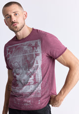 T-shirt à manches courtes avec imprimé Tusha pour hommes, violet - BM24485