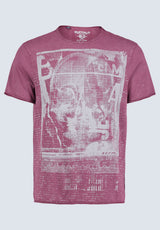 T-shirt à manches courtes avec imprimé Tusha pour hommes, violet - BM24485