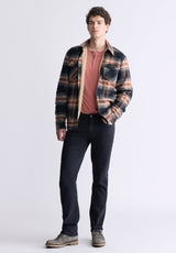 Buffalo David Bitton Jalika Men's Plaid Shacket with Sherpa Lining, Black and Brown - BM24488 Color MARMALADE