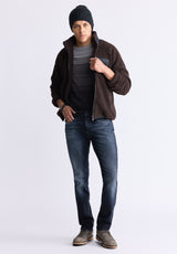 Buffalo David Bitton Jaik Men's Sherpa Bomber Jacket with Chest Pocket, Chocolate - BM24490 Color CHOCOLATE TORTE