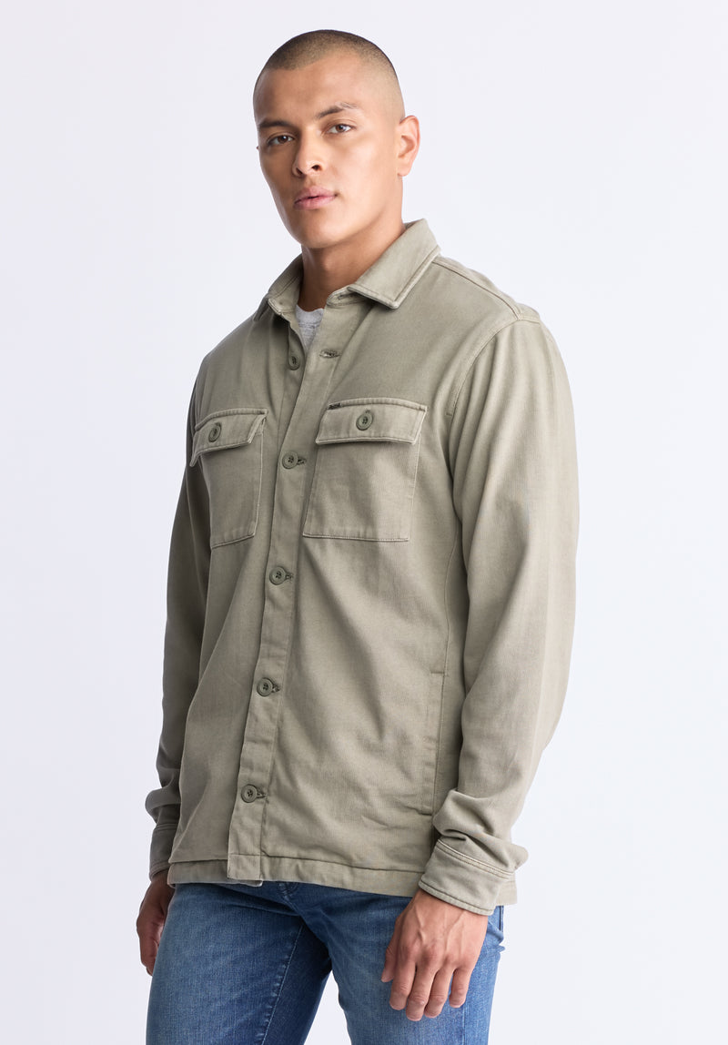 Salto Men's Utility Button-Up Shirt Jacket, Army green - BM24497