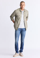 Salto Men's Utility Button-Up Shirt Jacket, Army green - BM24497