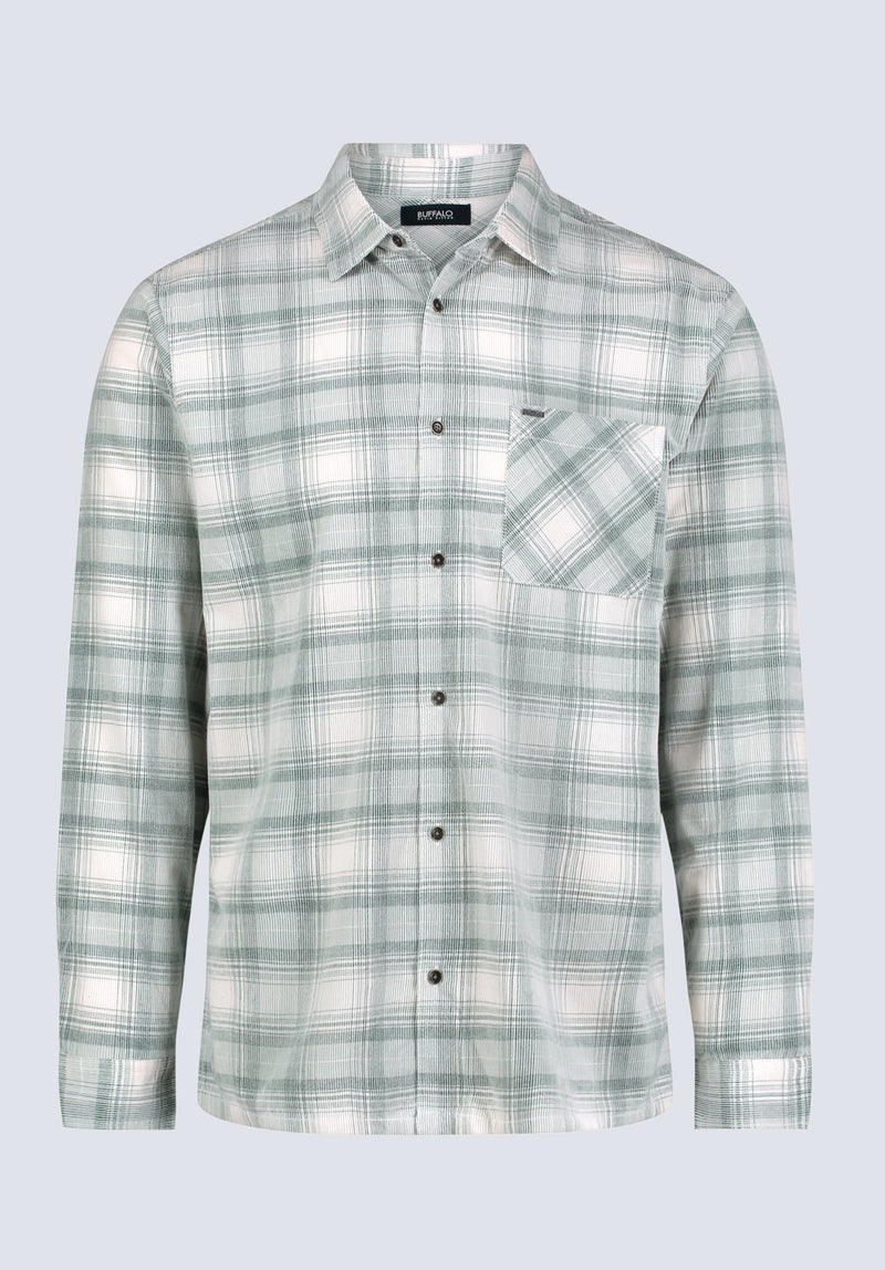 Satro Men's Plaid Button-Up Shirt, Green - BM24498