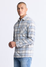 Satro Men's Plaid Button-Up Shirt, Bue - BM24498