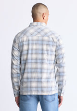 Satro Men's Plaid Button-Up Shirt, Bue - BM24498