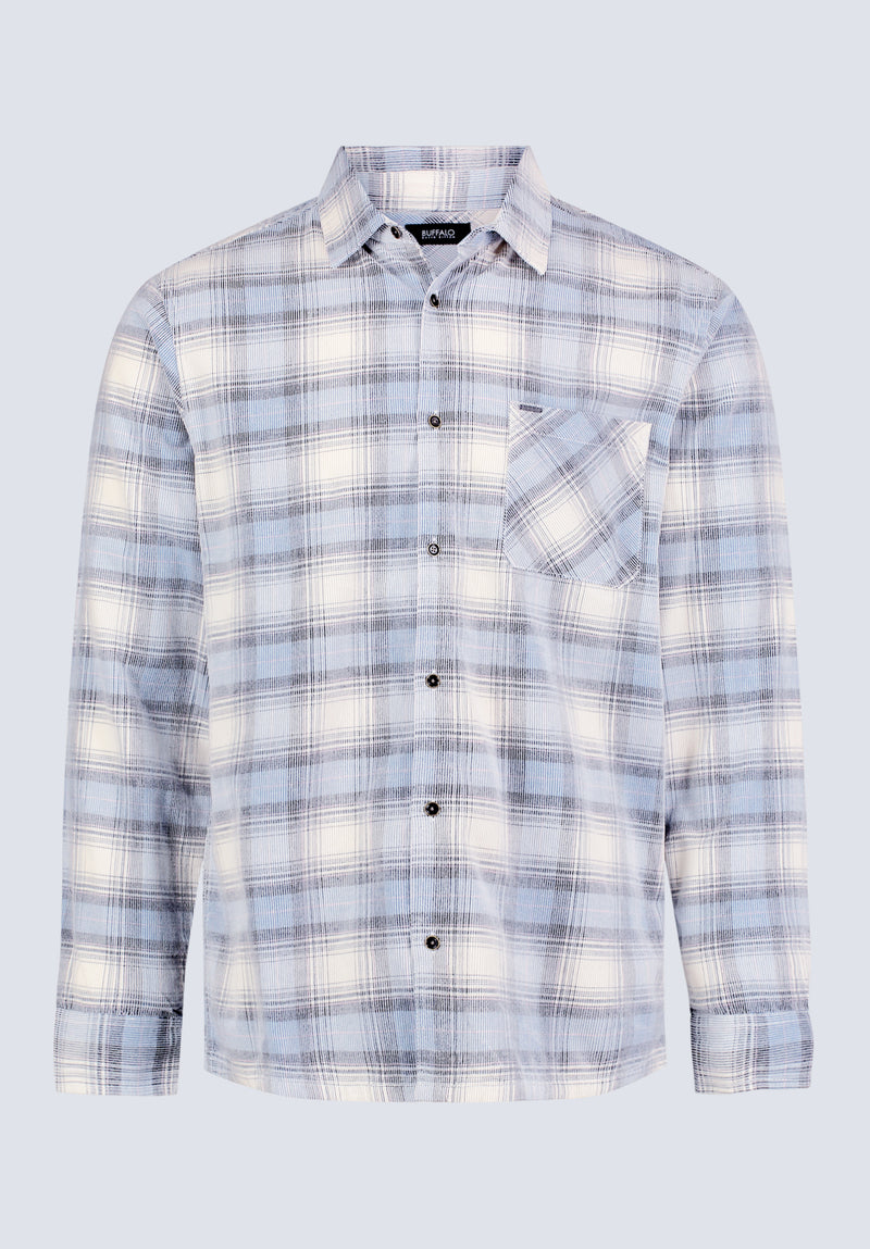 Satro Men's Plaid Button-Up Shirt, Bue - BM24498