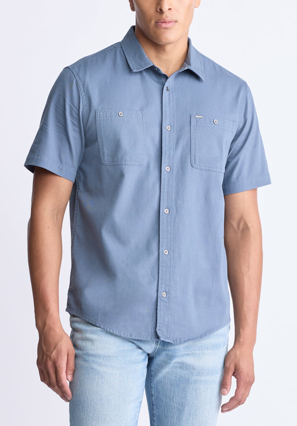 Sagrino Men's Short-Sleeve Utility Shirt, Mirage blue - BM24501