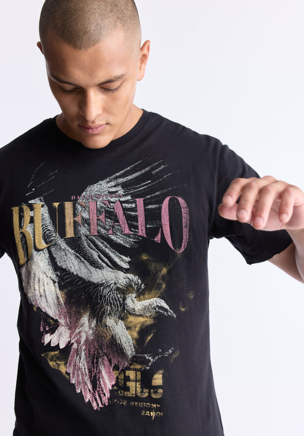 Takuma Men's Graphic Eagle Print T-Shirt, Black - BM24506