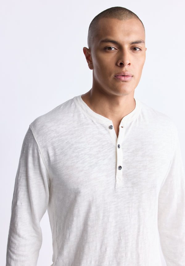 Kandid Men's Long-Sleeve Henley Top, Milk - BM24522