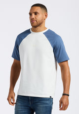 T-shirt raglan en molleton français pour homme Killabee à manches contrastées, Blanc - BM24532