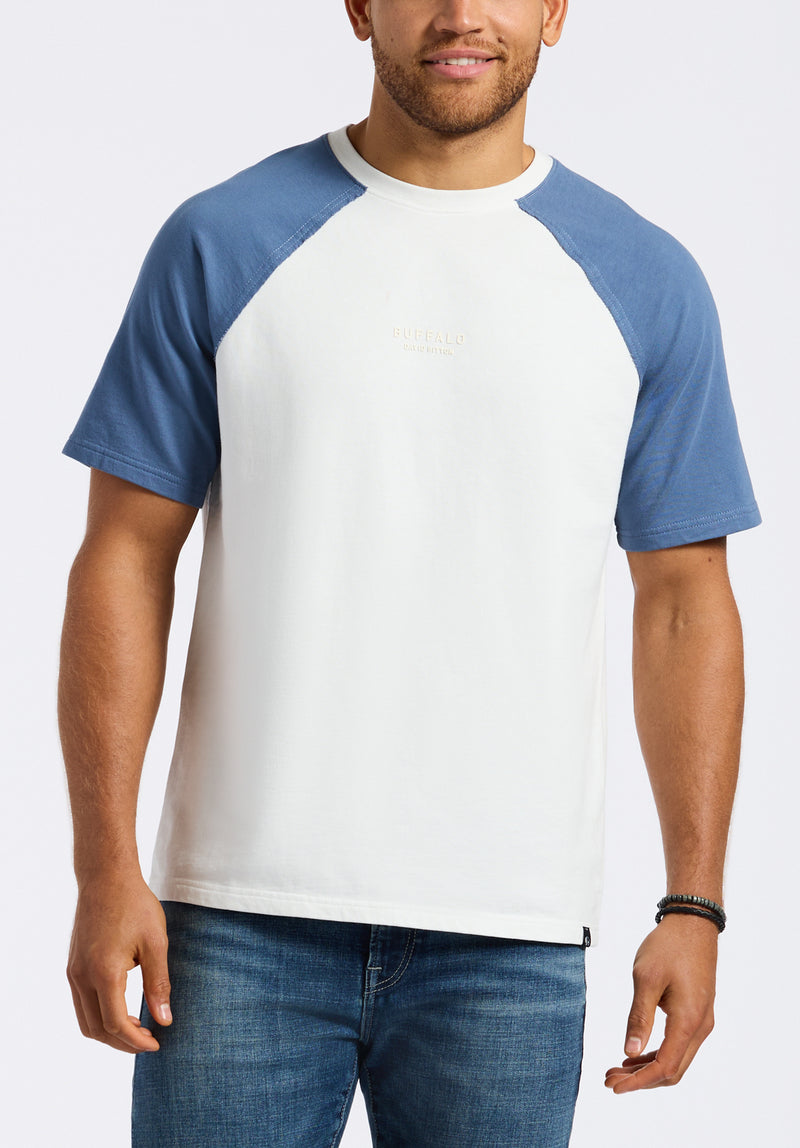 T-shirt raglan en molleton français pour homme Killabee à manches contrastées, Blanc - BM24532