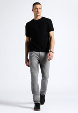 Wipped Men's Textured Knit Short-Sleeve Crewneck Sweater, Charcoal - BM24533